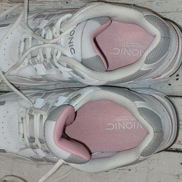 Vionic Walker Classic Sneakers Womens 8.5  White/Pink Leather Lace Up Low Top - Picture 6 of 7